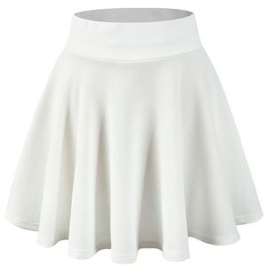 Solid White Flare Skater Skirt